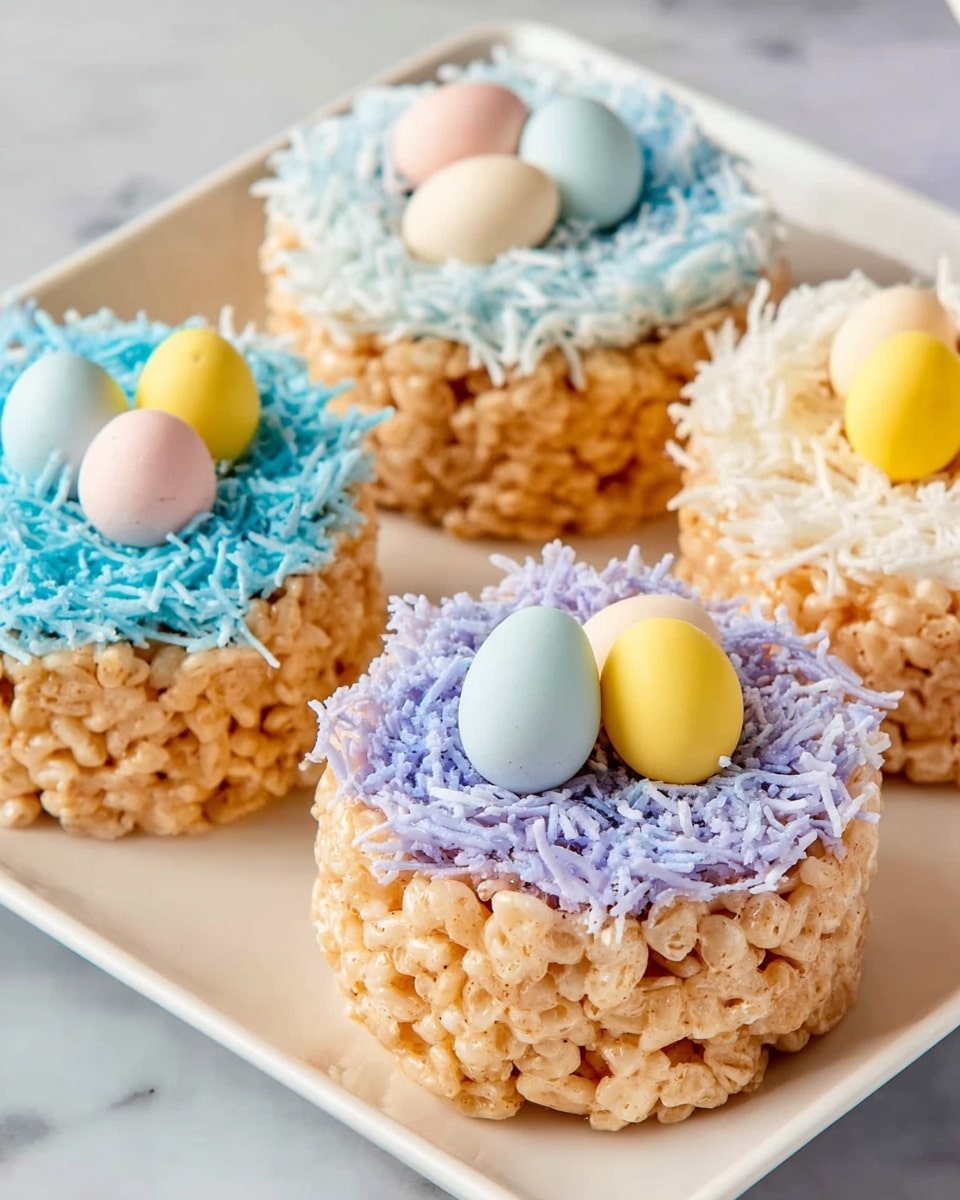 Rice Krispie Nests with Colorful Coconut and Mini Cadbury Eggs Recipe