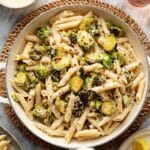 Roasted Brussels Sprouts Pasta with Garlic Cream Sauce Recipe