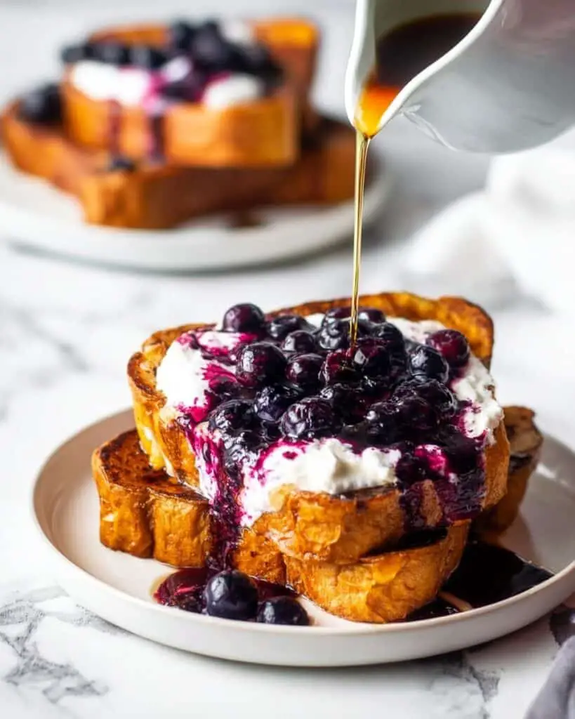 Brioche French Toast with Blueberry Compote and Crème Fraîche Recipe