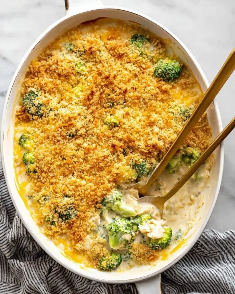 Creamy Chicken Divan Casserole with Broccoli and Ritz Cracker Topping Recipe