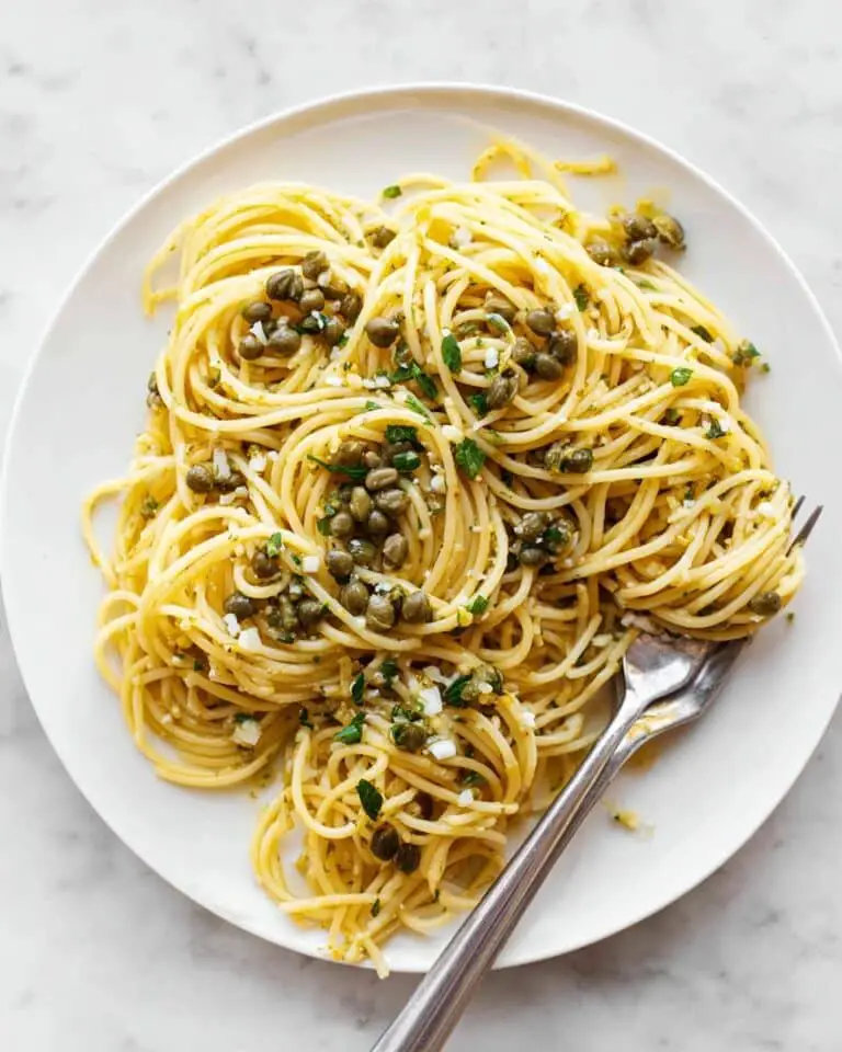 Lemon Garlic Pasta with Capers and Parsley Recipe
