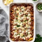 Beef Stuffed Shells with Ricotta, Mozzarella, and Pesto Recipe