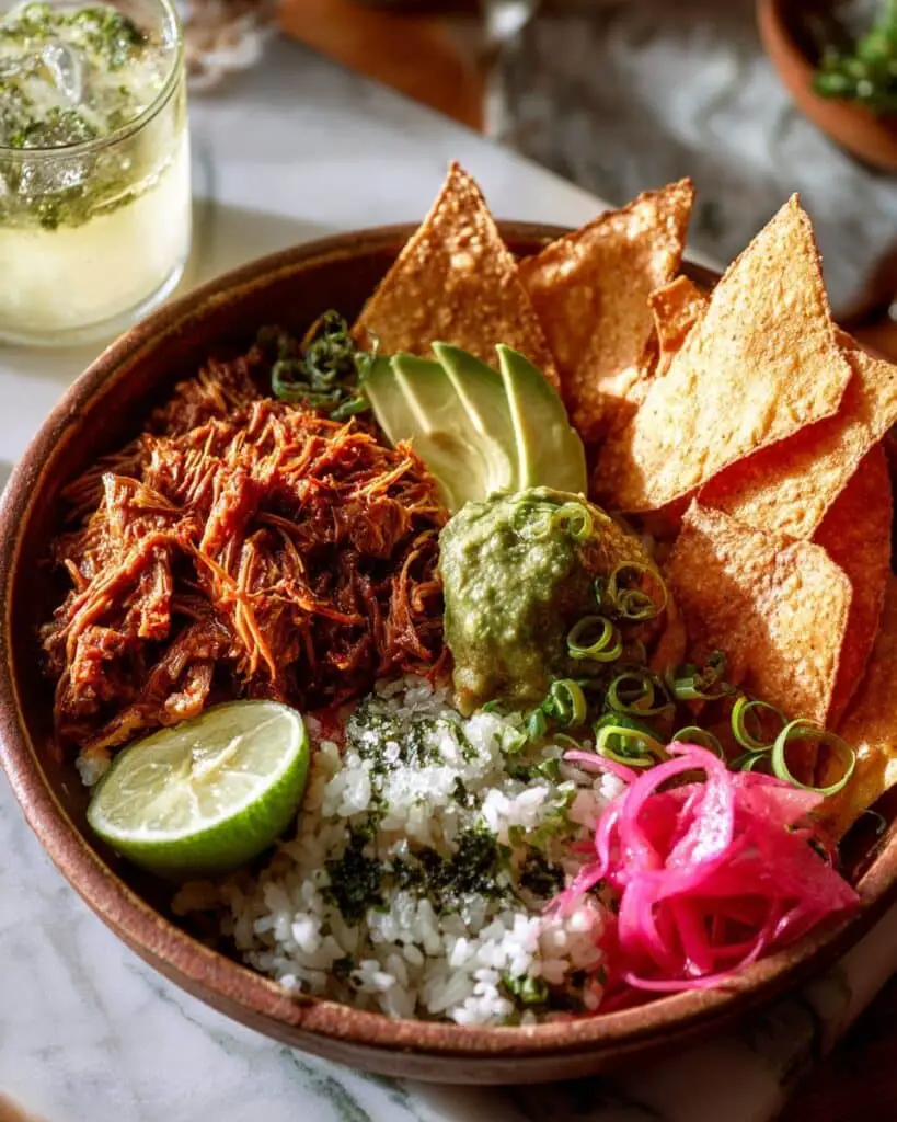 Crockpot Salsa Verde Chicken Tortilla Bowl Recipe