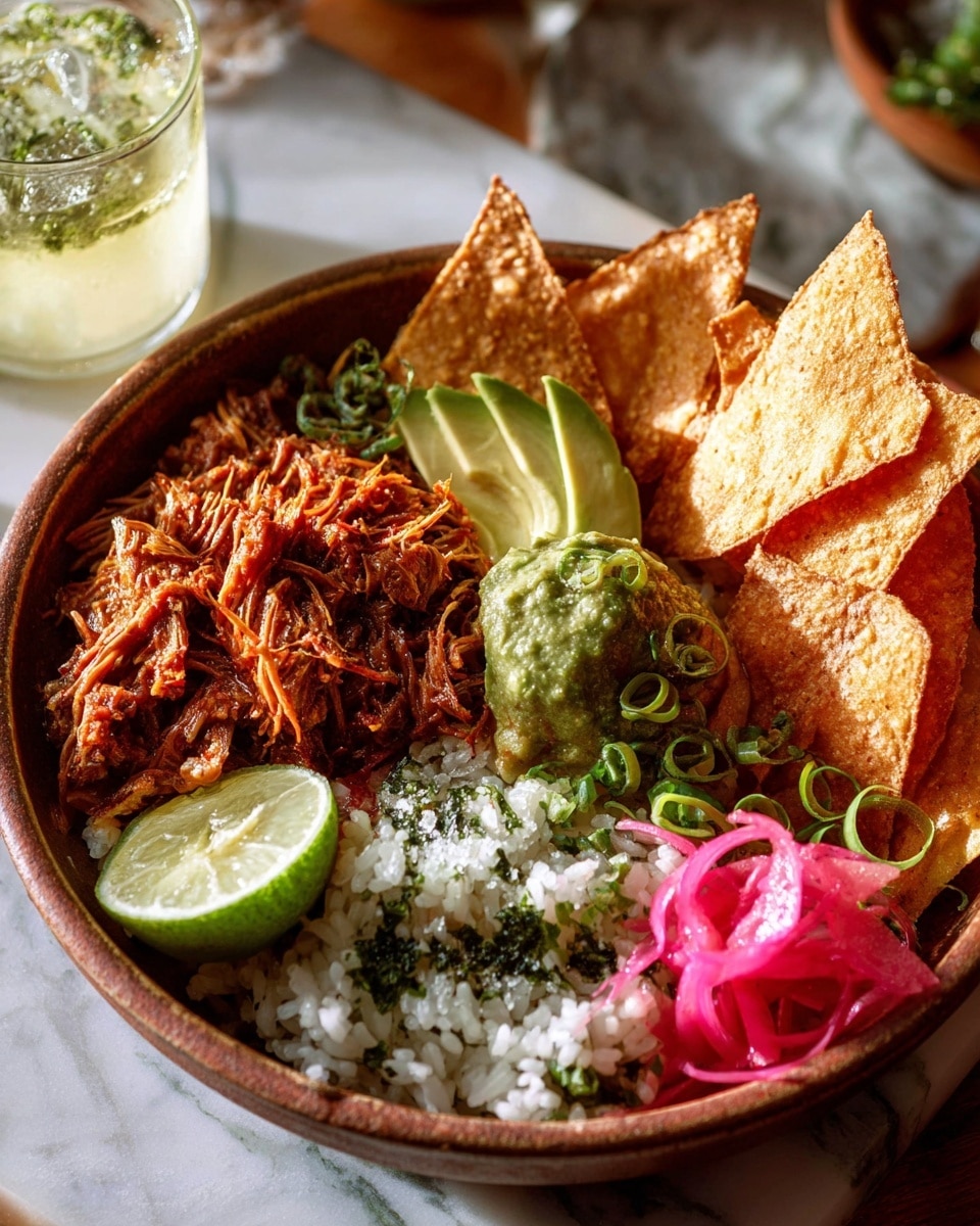 Crockpot Salsa Verde Chicken Tortilla Bowl Recipe