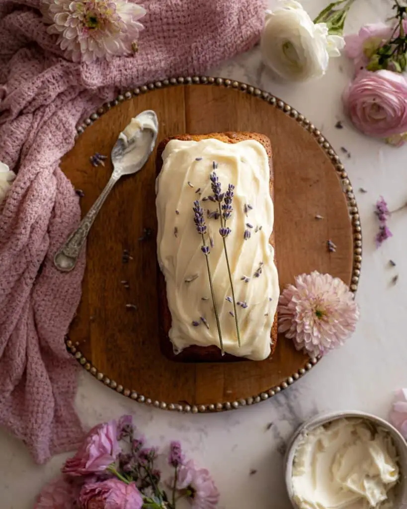 Lavender Banana Bread with Cream Cheese Icing Recipe