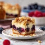 Triple Berry Coffee Cake with Cream Cheese Filling and Crumb Topping Recipe