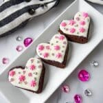 Fudgy Brownie Hearts with White Chocolate Drizzle and Sprinkles Recipe