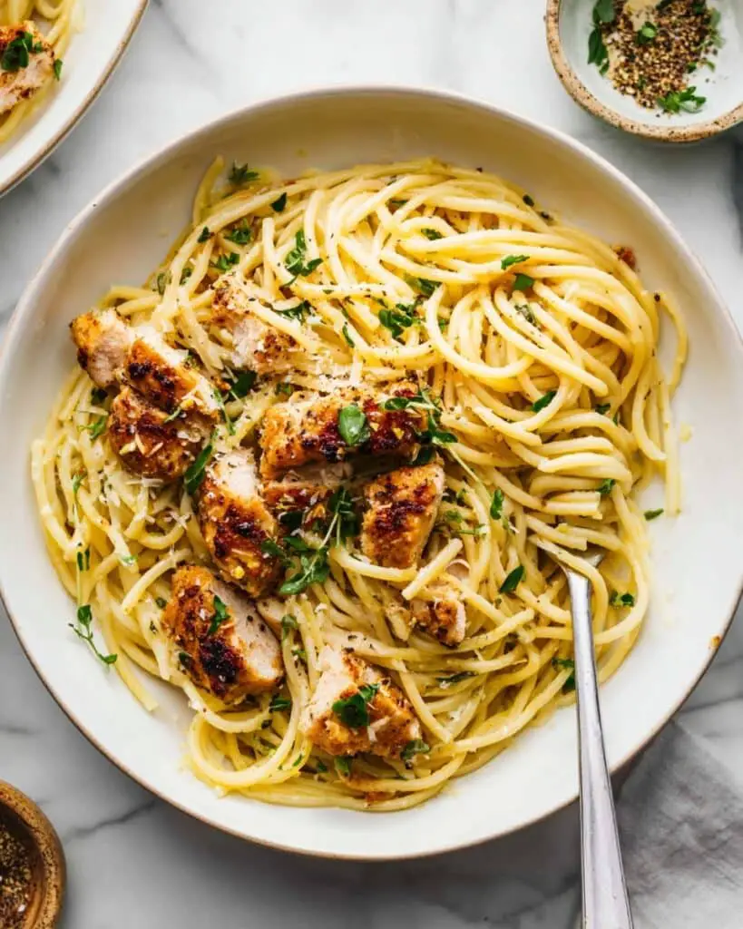 Lemon Garlic Chicken Scampi Pasta Recipe