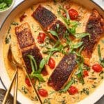 Tuscan Salmon with Cherry Tomatoes and Creamy Parmesan Sauce Recipe