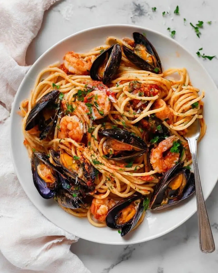 Simple Mixed Seafood Tomato Marinara Pasta Recipe