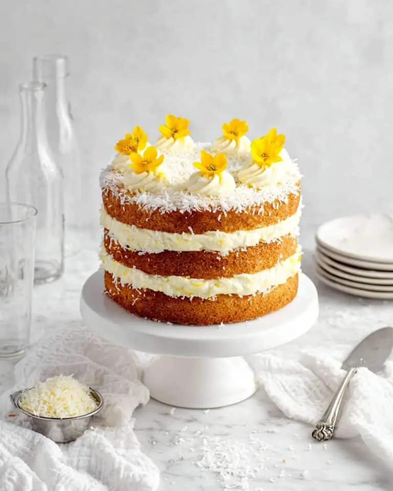 Lemon Coconut Naked Cake with Lemon Curd Recipe