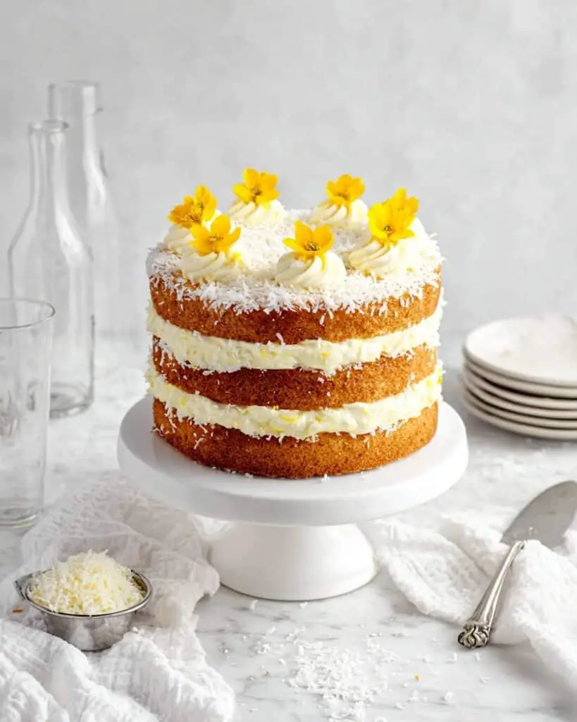 Lemon Coconut Naked Cake with Lemon Curd Recipe