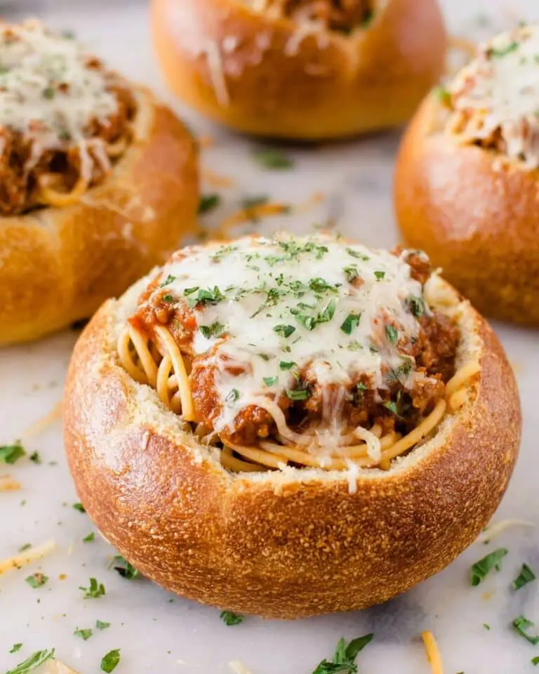 Spaghetti Garlic Bread Bowls Recipe