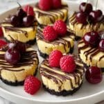 Mini Baked Oreo Cheesecakes with Chocolate Drizzle and Fresh Berries Recipe