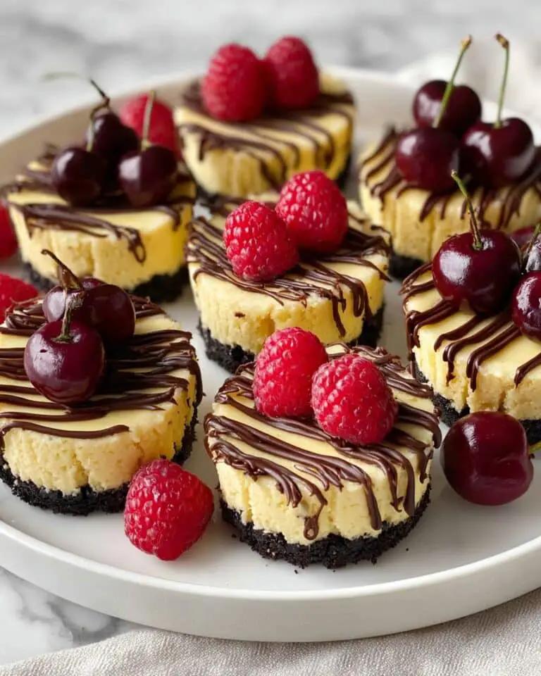 Mini Baked Oreo Cheesecakes with Chocolate Drizzle and Fresh Berries Recipe