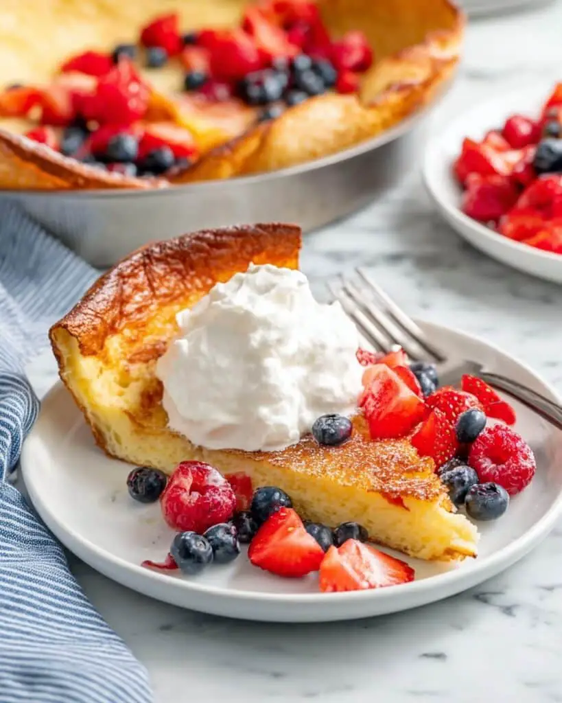 Dutch Baby Pancake with Macerated Berries and Whipped Cream Recipe