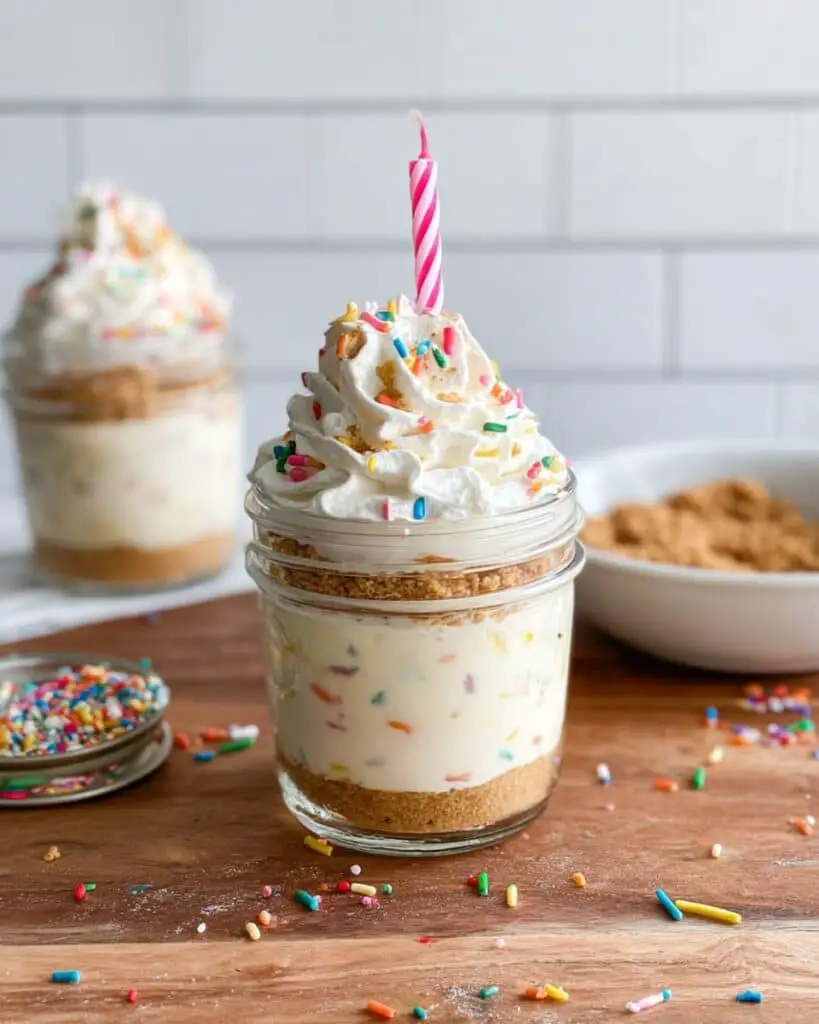 No-Bake Birthday Cake Cheesecake with Cottage Cheese Recipe