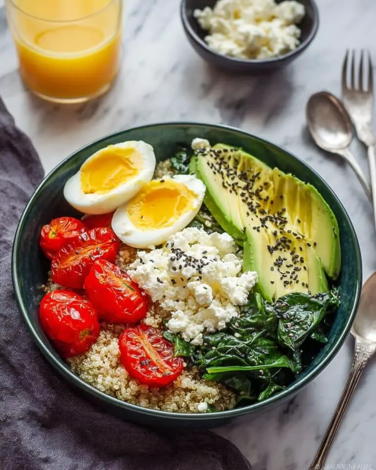 Savory Breakfast Bowl with Quinoa, Spinach, and Avocado Recipe