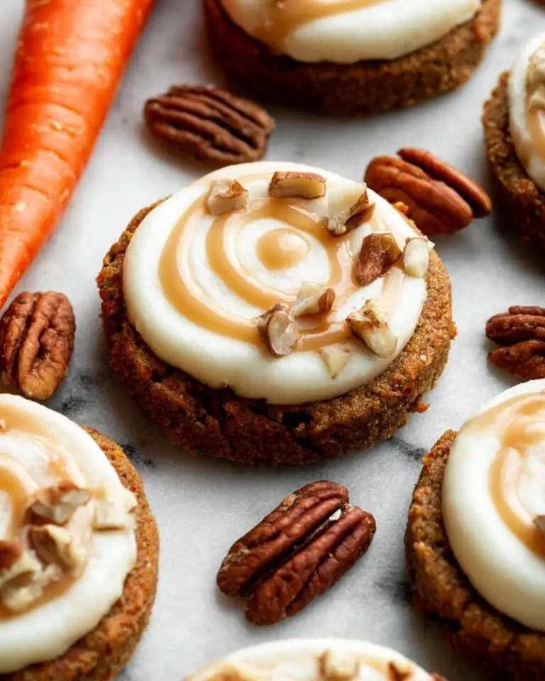 Carrot Cake Cookies with Cream Cheese Frosting and Salted Caramel Drizzle Recipe