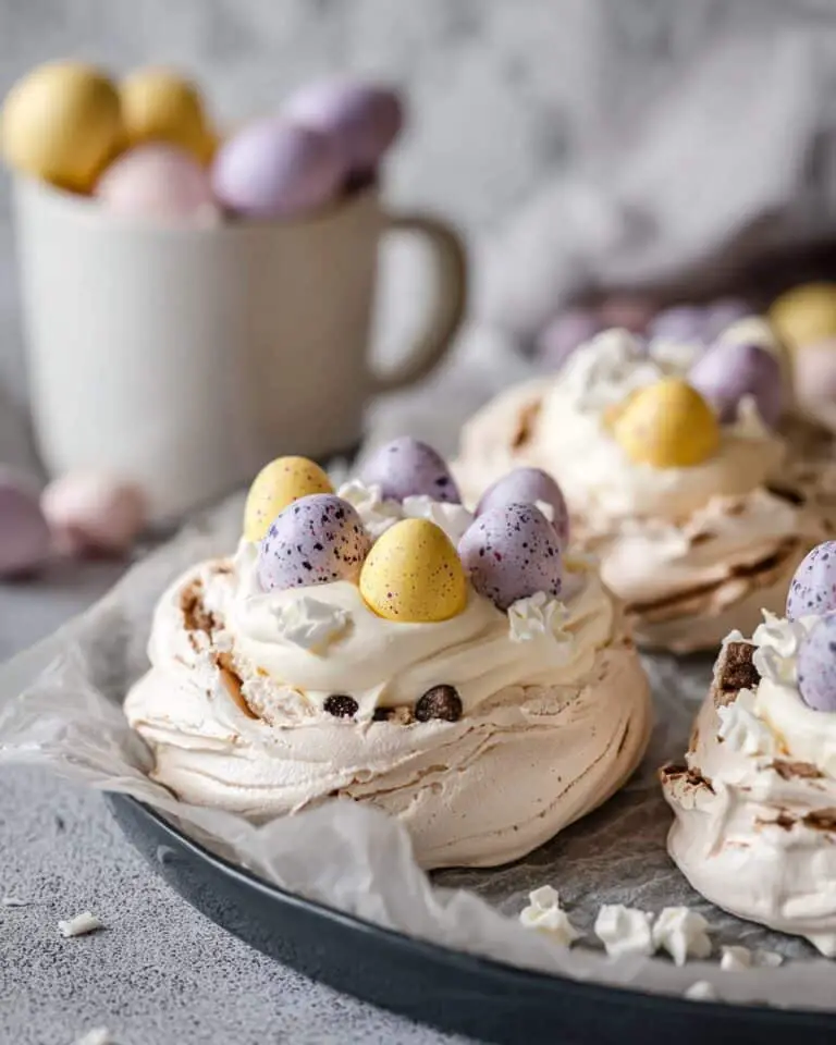 Easter Meringue Nests with Chocolate, Coconut, and Mini Eggs Recipe