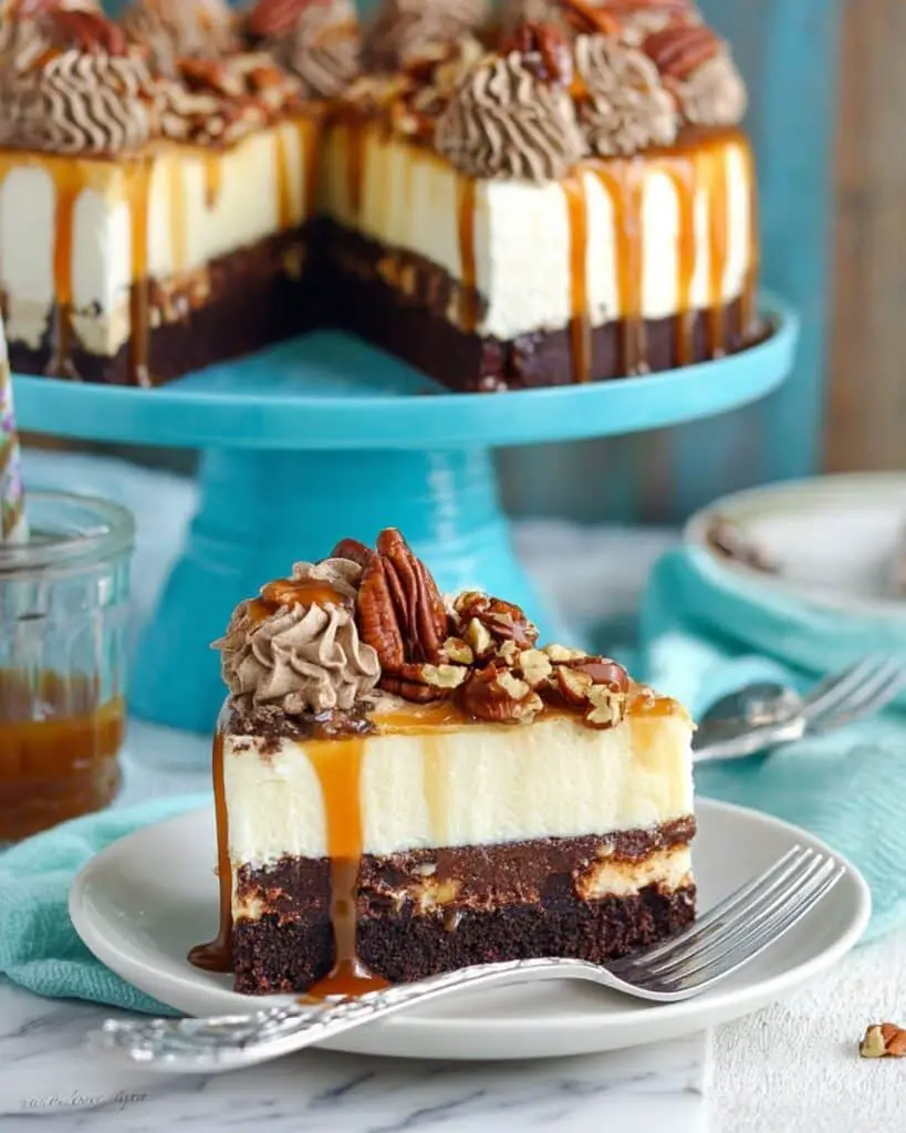 Caramel Turtle Brownie Bottom Cheesecake Recipe