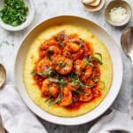 Shrimp and Harissa Polenta Bowls with Basil and Lemon Recipe