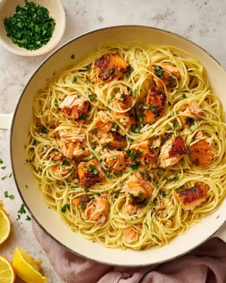 Salmon Scampi Pasta with Garlic, Lemon, and Butter Recipe