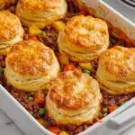 Ground Beef Pot Pie with Cheddar Biscuit Topping Recipe