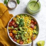 Corn Avocado Salad with Tomato and Cilantro Dressing Recipe