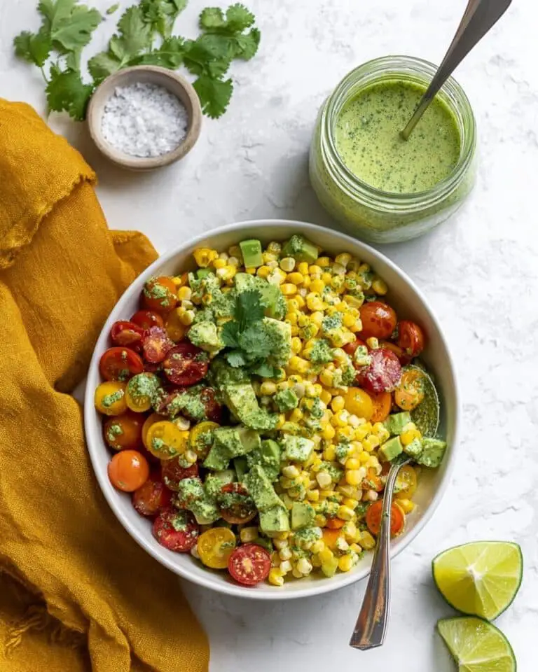 Corn Avocado Salad with Tomato and Cilantro Dressing Recipe