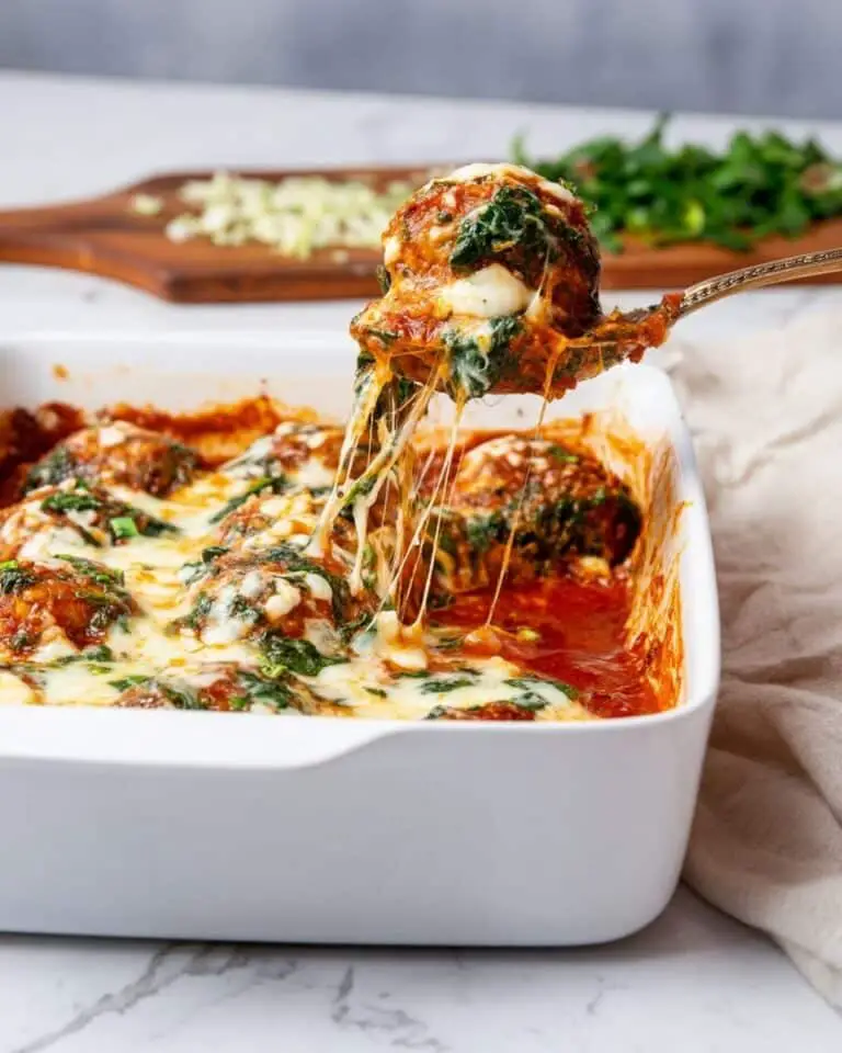 Saucy Meatball Spinach Parmesan Recipe