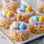 Easter Rice Krispie Nests with Nutella, Coconut, and Mini Cadbury Eggs Recipe
