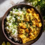Crockpot Thai Yellow Curry Chicken with Garlic Rice Recipe
