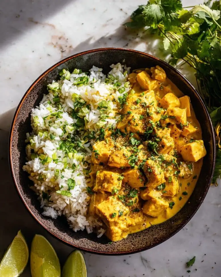 Crockpot Thai Yellow Curry Chicken with Garlic Rice Recipe