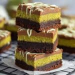 Pistachio Chocolate Brownies with Kataifi Pastry and Decorative Drizzles Recipe