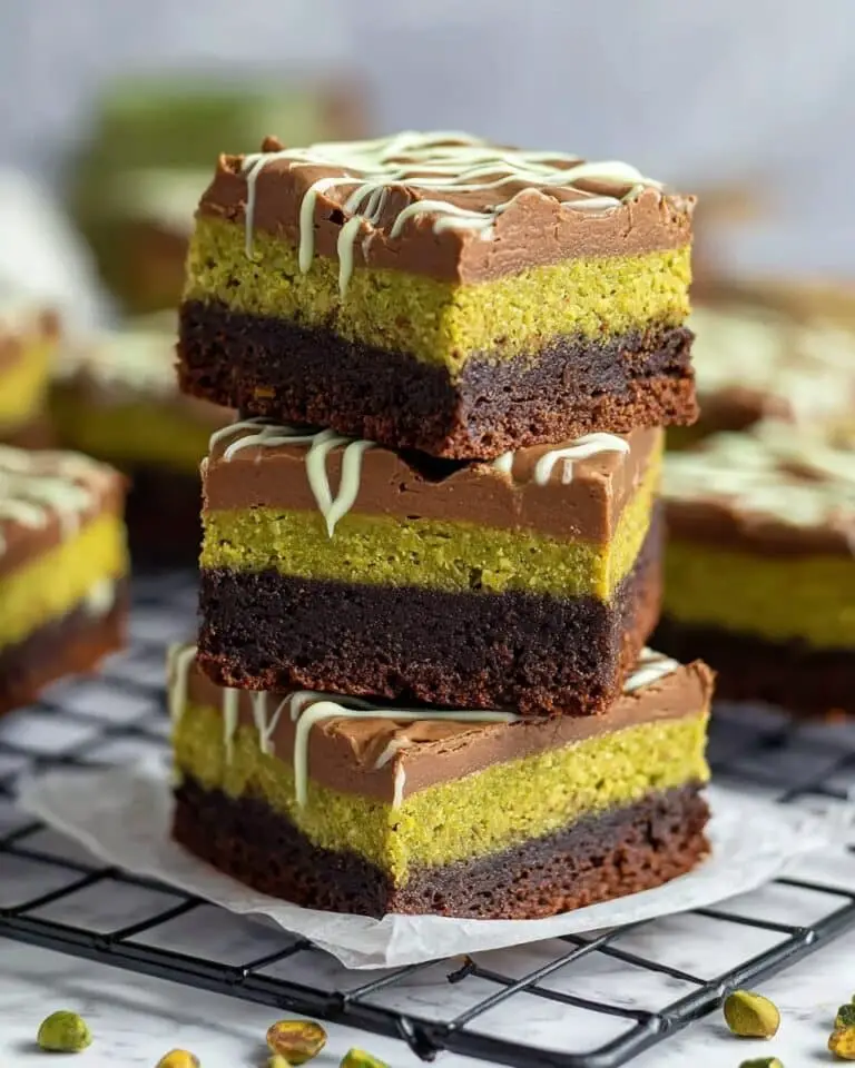 Pistachio Chocolate Brownies with Kataifi Pastry and Decorative Drizzles Recipe