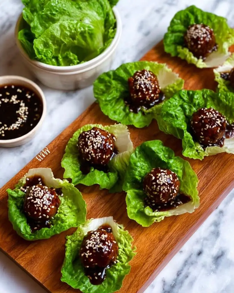 Baked Hoisin Chicken Meatball Lettuce Wraps Recipe
