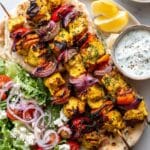 Lemon Herb Chicken Kebabs with Bell Peppers and Onion Recipe