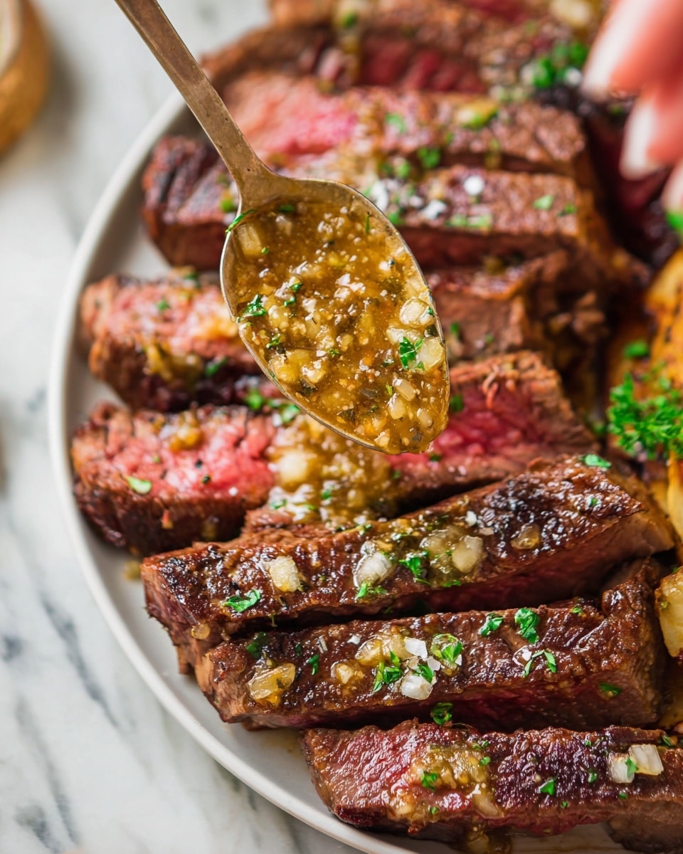 The image shows a small clear glass jar filled with a thick sauce that is yellow-orange with small black mustard seeds and green herb pieces scattered throughout. The sauce looks slightly shiny and is smooth but textured with little seeds and herbs visible in every part. The jar sits on a white marbled surface with a few green leaves blurred in the background. photo taken with an iphone --ar 4:5 --v 7