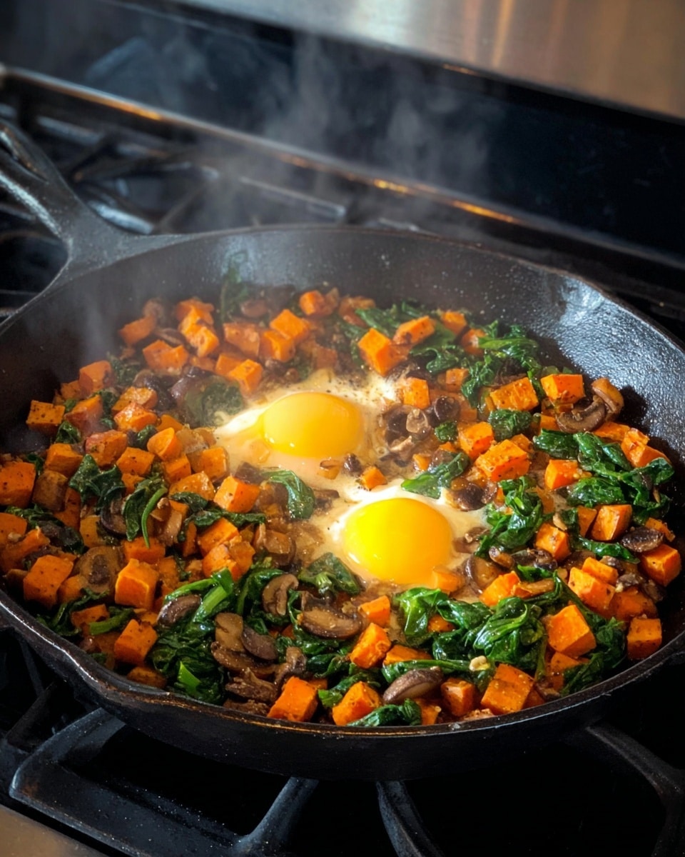 The dish shows a white plate with a base layer of cooked diced sweet potatoes mixed with dark green leafy vegetables and small browned mushrooms scattered around. On top in the center, there is a fried egg with a slightly runny yolk, drizzled with a red sauce. To one side of the egg, there is a beautifully fanned half of an avocado with a smooth bright green texture, sprinkled lightly with black pepper and salt. Two lime wedges with a light green-yellow color sit on the plate, one near the avocado and one near the edge, also topped with red sauce. The plate sits on a light beige cloth over a white marbled surface. photo taken with an iphone --ar 4:5 --v 7