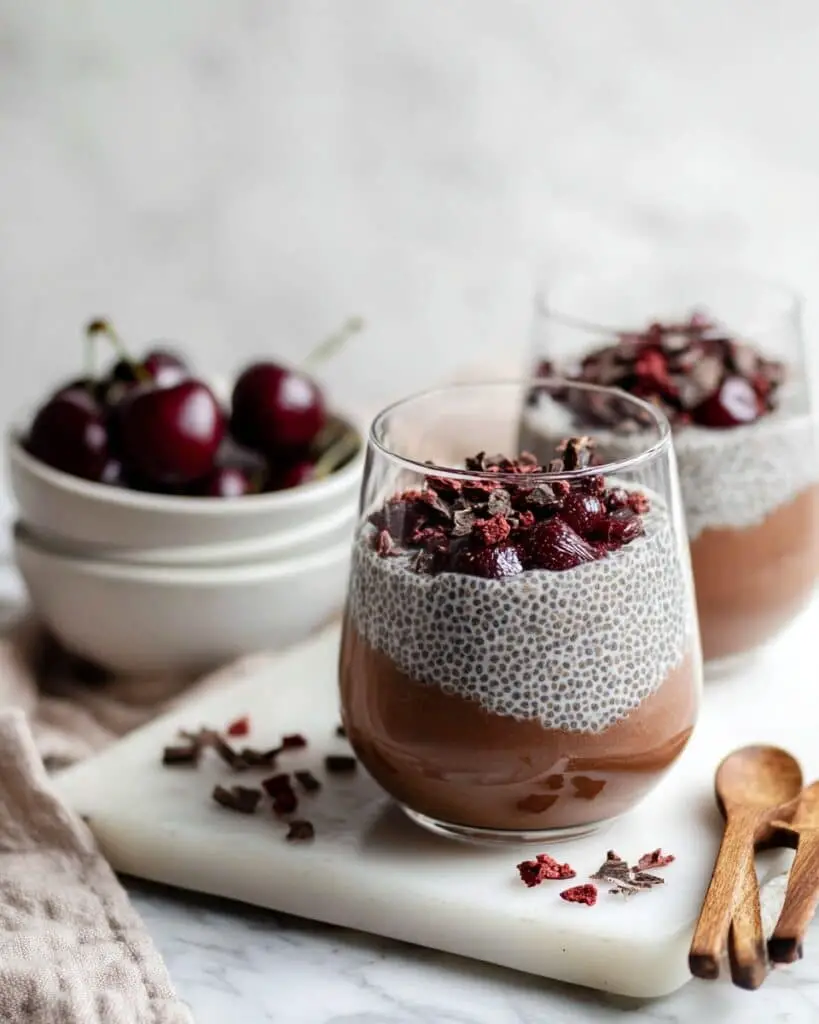 Chocolate Cherry Chia Pudding Parfaits Recipe