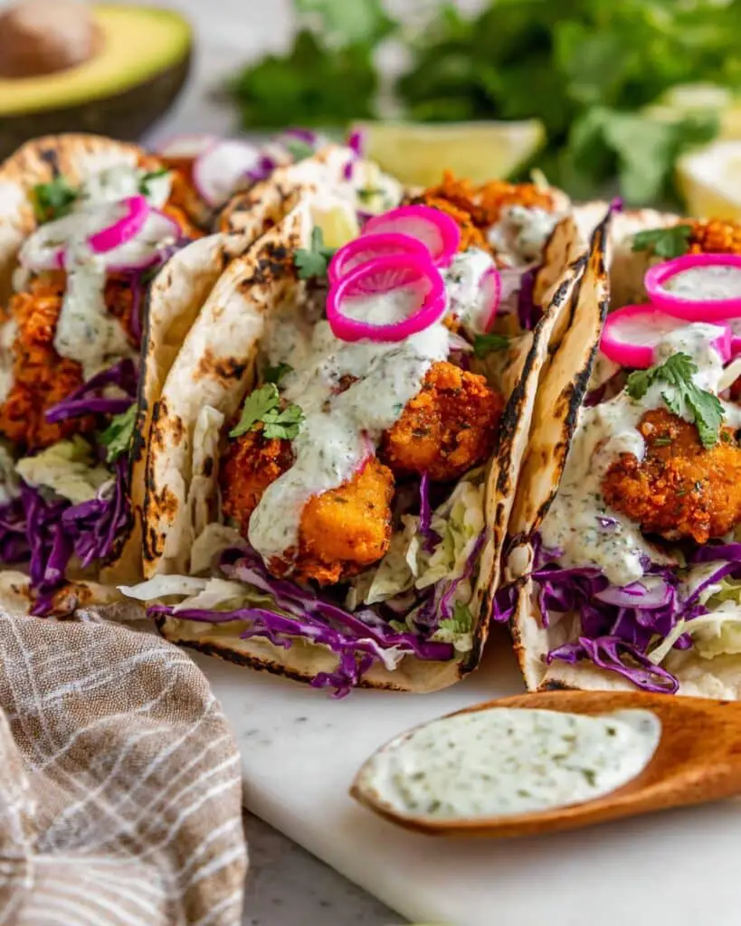 Buffalo Shrimp Tacos with Cabbage Slaw and Ranch Recipe