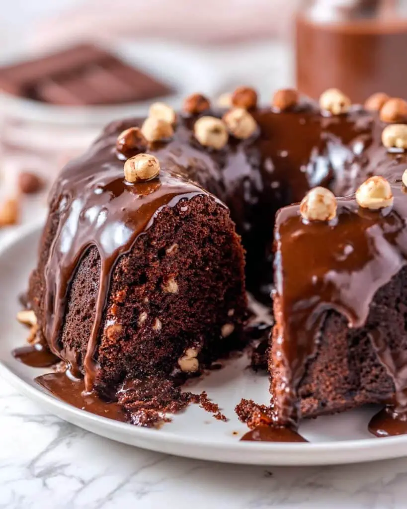 Chocolate Nut Cake with Milk and Chocolate Sauces Recipe