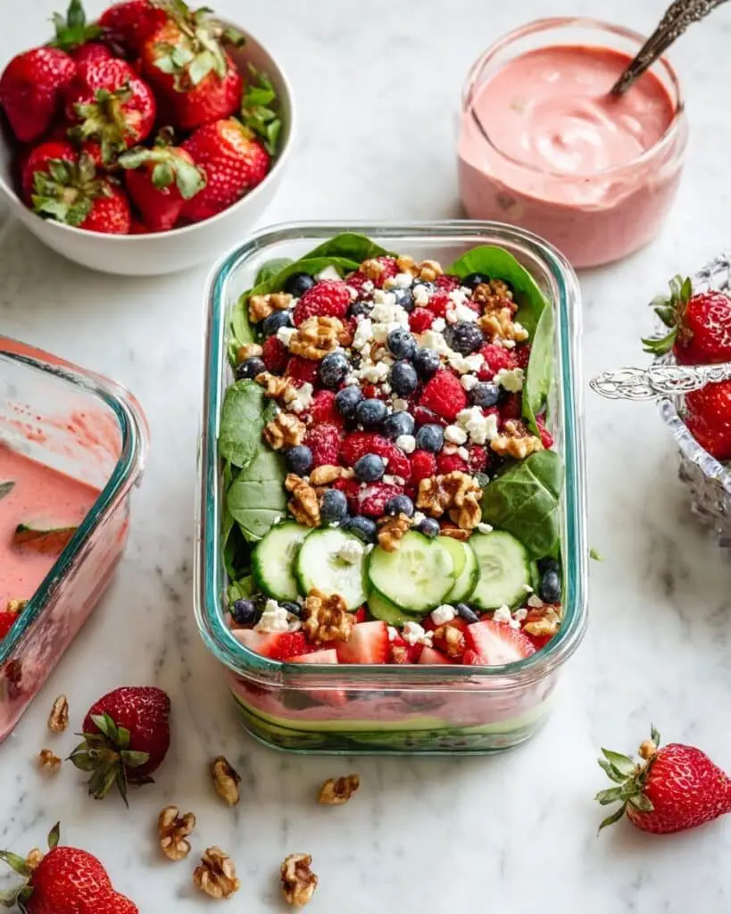 Avocado Spinach Salad with Berry Lime Dressing Recipe
