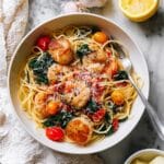 Lemon Garlic Shrimp & Scallop Pasta with Veggies Recipe