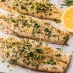 Baked Rainbow Trout Fillet with Lemon, Garlic, and Herbs Recipe