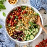Quinoa Salad with Roasted Tomatoes, Fresh Herbs, Feta, and Chickpeas Recipe