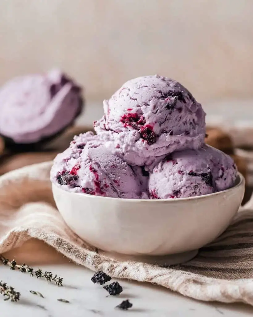 No Churn Lavender Blackberry Ice Cream Recipe
