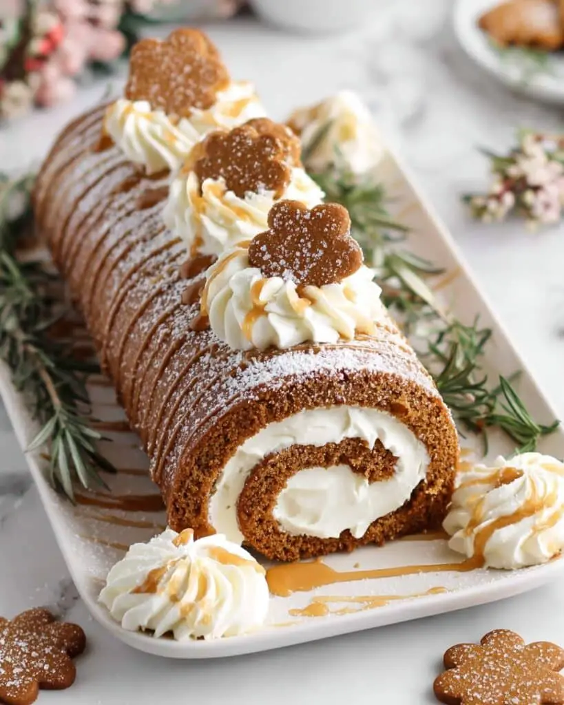 Gingerbread Cake Roll with Caramel and Cream Filling Recipe
