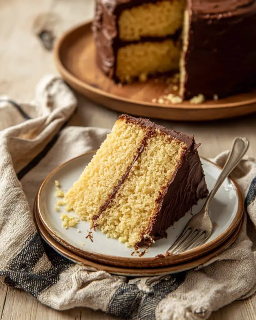Tender Yellow Cake with Chocolate Frosting Recipe